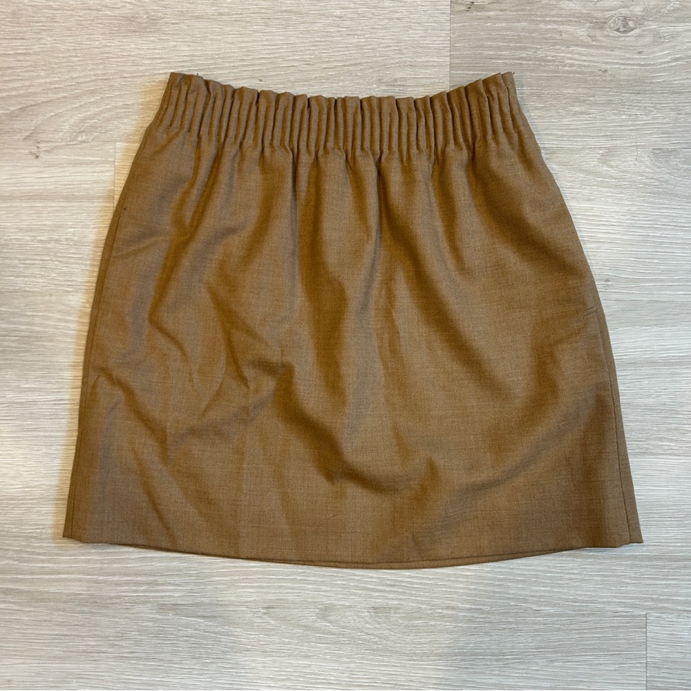 J Crew Women's Tan Wool Blend Mini Skirt with Pockets - 4